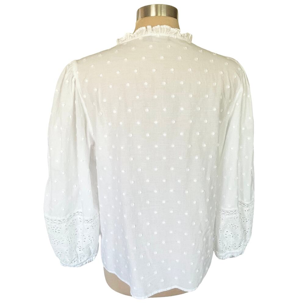 Vineyard Vines White Cotton Eyelet Button Up Top Cottagecore Boho Peasant Sz XL - Picture 8 of 12